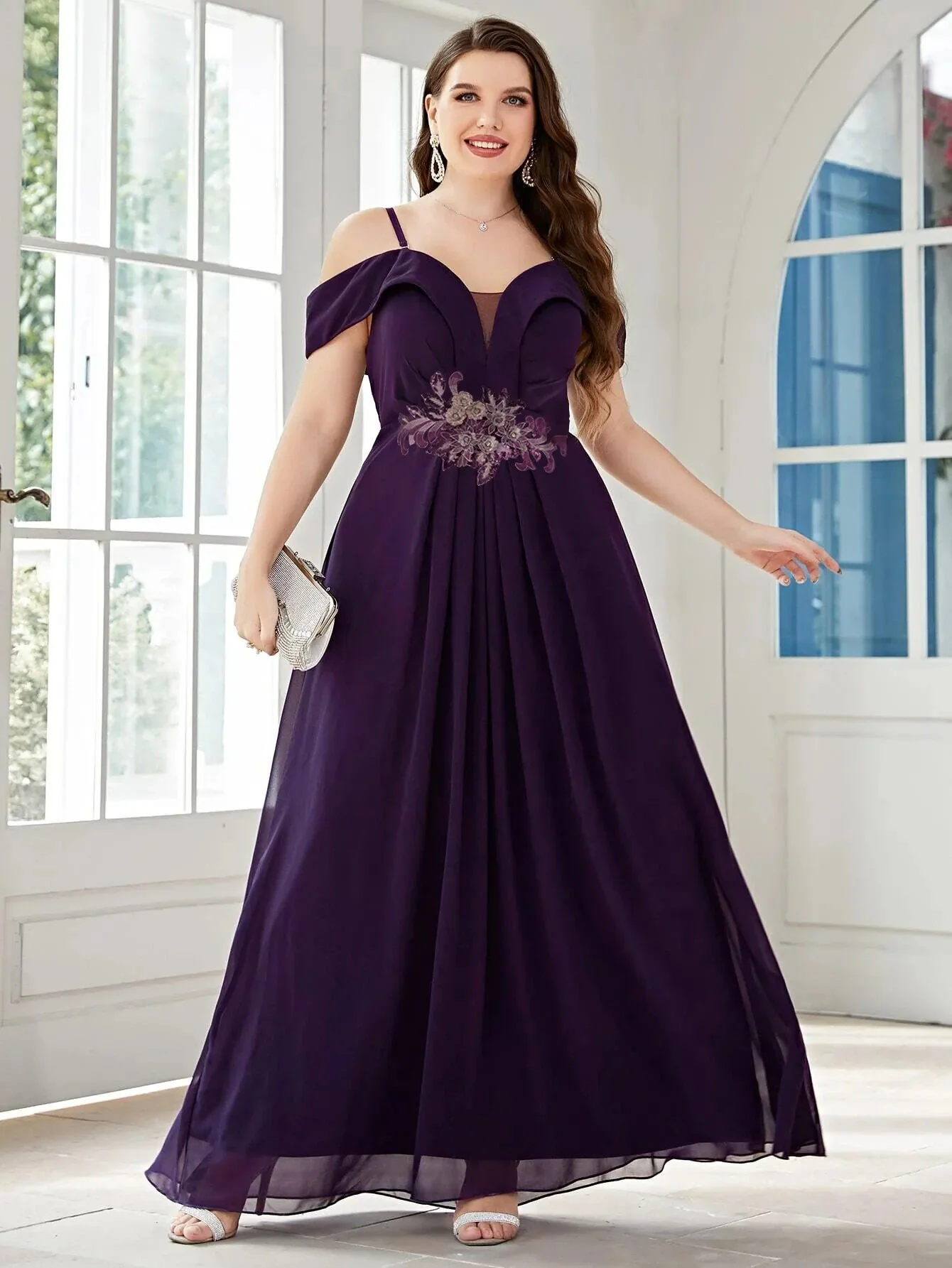 Plus Size Party Dresses Fashion Women Wedding Elegant Lace Rhinestones Applique Bridesmaid Dresses Large Female Evening Dress - Image 7