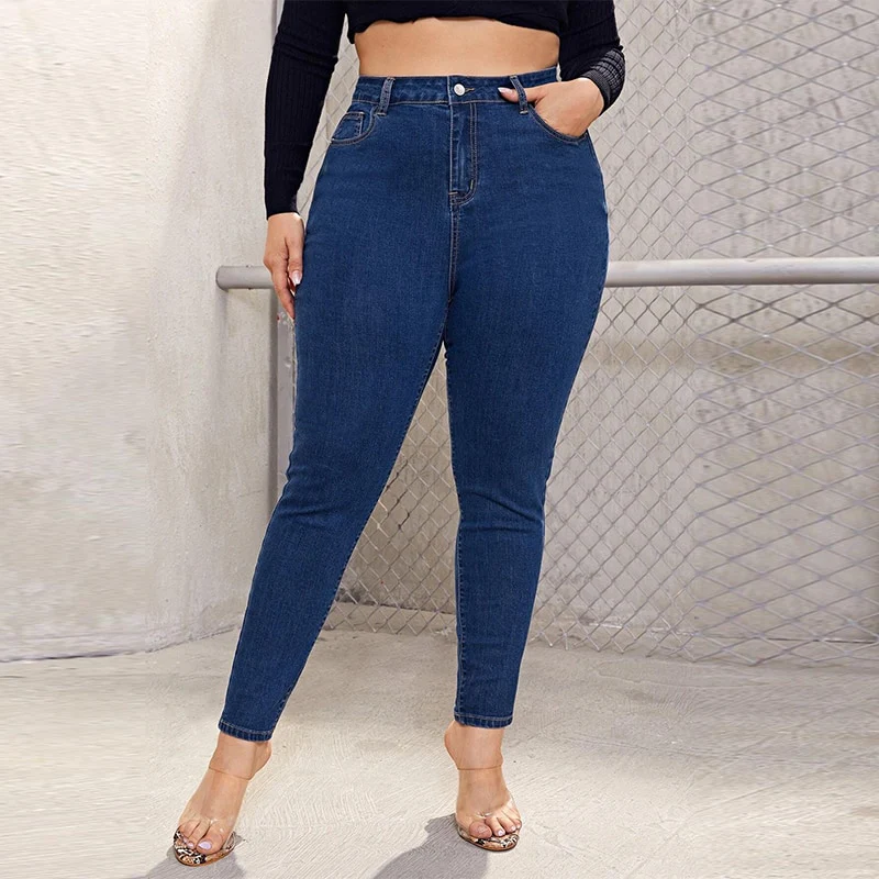 Plus Size Skinny Jeans For Women High Waist Stretch Denim Trousers Mom Jeans Pencil Pants Casual Comfort Trousers Oversize - Image 3