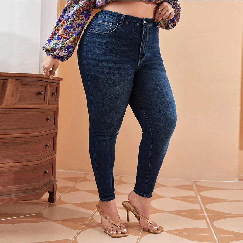 Plus Size Skinny Jeans For Women High Waist Stretch Denim Trousers Mom Jeans Pencil Pants Casual Comfort Trousers Oversize - Image 4