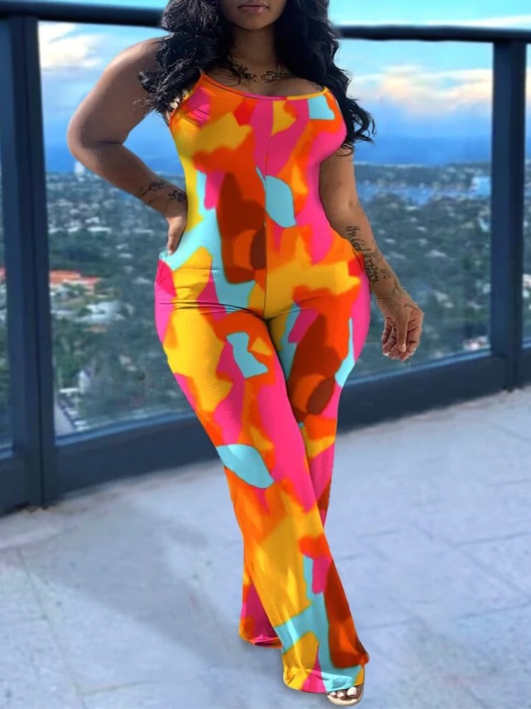 Plus Size Spaghetti Strap Scoop Neck Pocket Design Jumpsuit - Image 3