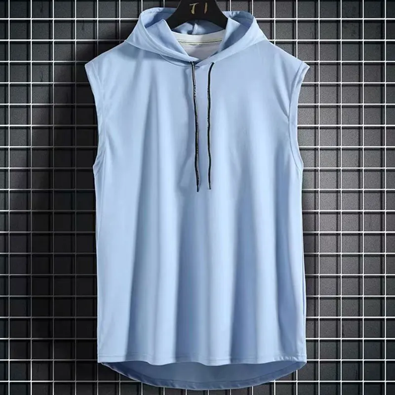 Plus Size Summer Men Clothing Tank Tops Sweatshirt Sleeveless Tops Hoodie Vest Workout Fitness Mens T Shirt Workout Hip Hop Vest - Image 8
