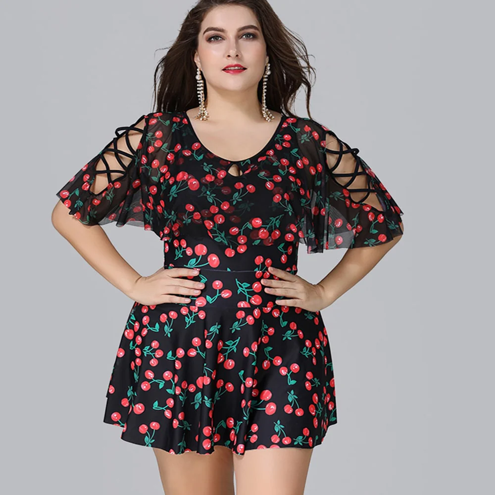 Plus Size Tankini Swimsuit Women Two Piece Large Size Swimwear Boy Short Swimming Dress Mesh Swim Trunk Swimsuit With Skirt 5XL - Image 2