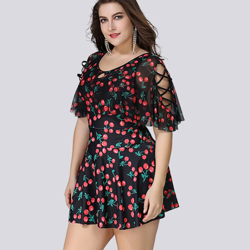 Plus Size Tankini Swimsuit Women Two Piece Large Size Swimwear Boy Short Swimming Dress Mesh Swim Trunk Swimsuit With Skirt 5XL - Image 4
