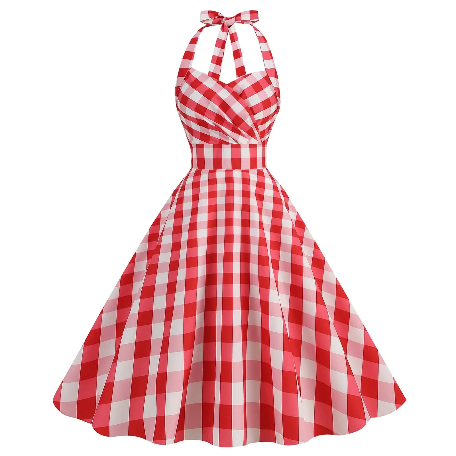 Polka Dot Hepburn Style 50s 60s Vintage Dress A-Line Backless Halter Pin Up Rockabilly Dress Women Summer Retro Party Vestidos - Image 8