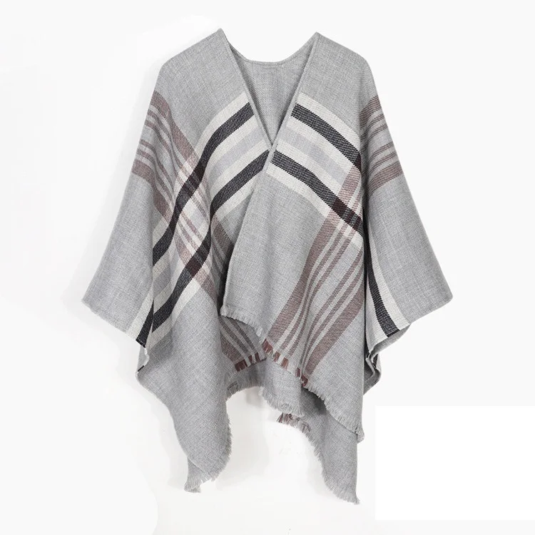 Poncho Cloak Imitation Cashmere Cloak Women's Autumn and Winter Split Shawl Casual Fashion Warm Lady Double-faced Coat Coffee - Image 18