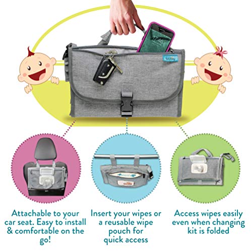 Portable Diaper Changing Pad, Portable Changing pad for Newborn Girl & Boy - Baby Changing Pad with Smart Wipes Pocket – Waterproof Travel Changing Kit - Baby Gift by Kopi Baby - Image 7