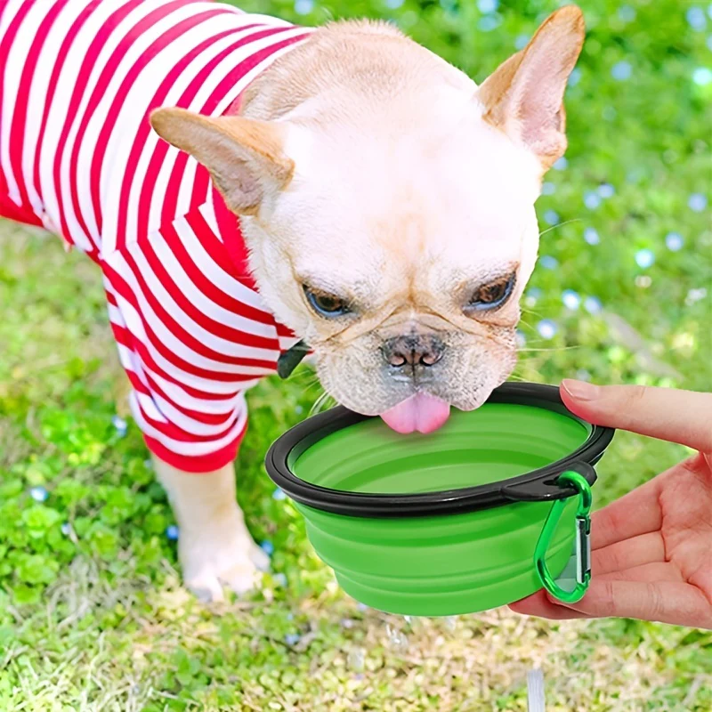 Portable Foldable Pet Bowl with Black Frame, 11.83oz TPR Dog Food Dish for Outdoors - Image 7