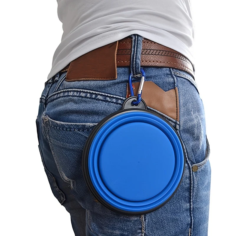 Portable Foldable Pet Bowl with Black Frame, 11.83oz TPR Dog Food Dish for Outdoors - Image 9