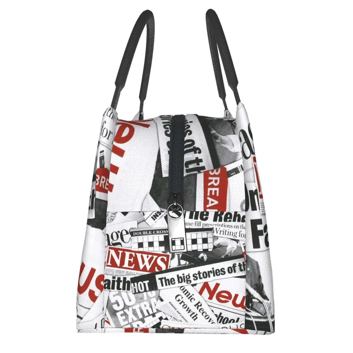 Portable Lunch Bag Newspaper Pattern Print Thermal Insulated Lunch Box Tote Cooler Handbag Bento Dinner Container School Storage - Image 4