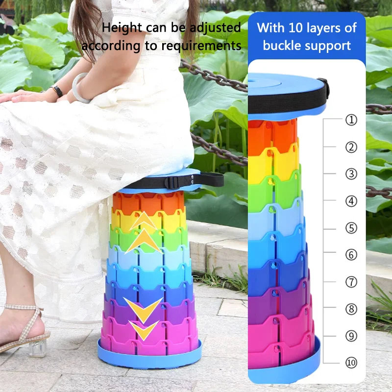 Portable round Folding Chair Accordion Chair Height Adjustment Simple Tool Elephant Swing Playground Queue Chair - Image 2