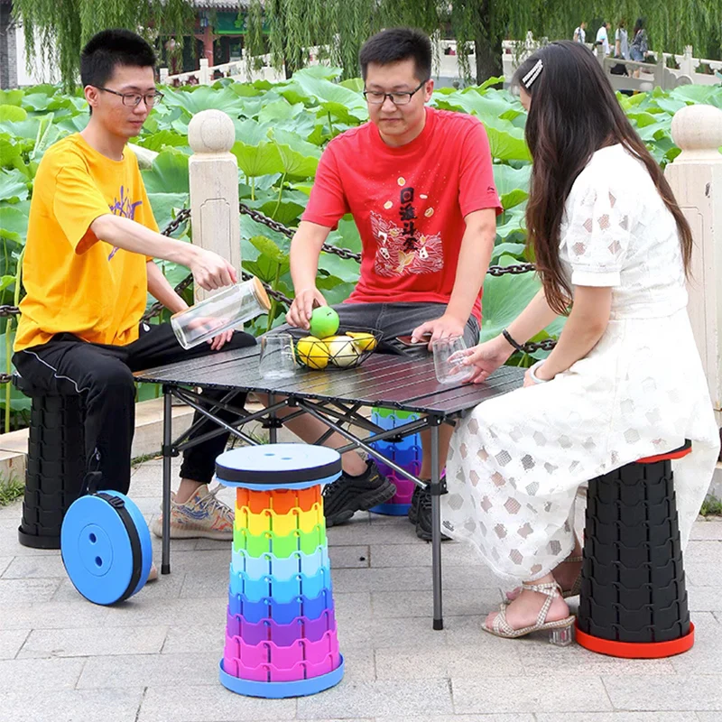 Portable round Folding Chair Accordion Chair Height Adjustment Simple Tool Elephant Swing Playground Queue Chair - Image 6