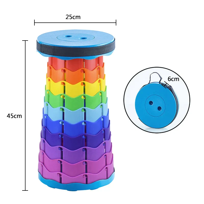 Portable round Folding Chair Accordion Chair Height Adjustment Simple Tool Elephant Swing Playground Queue Chair - Image 8