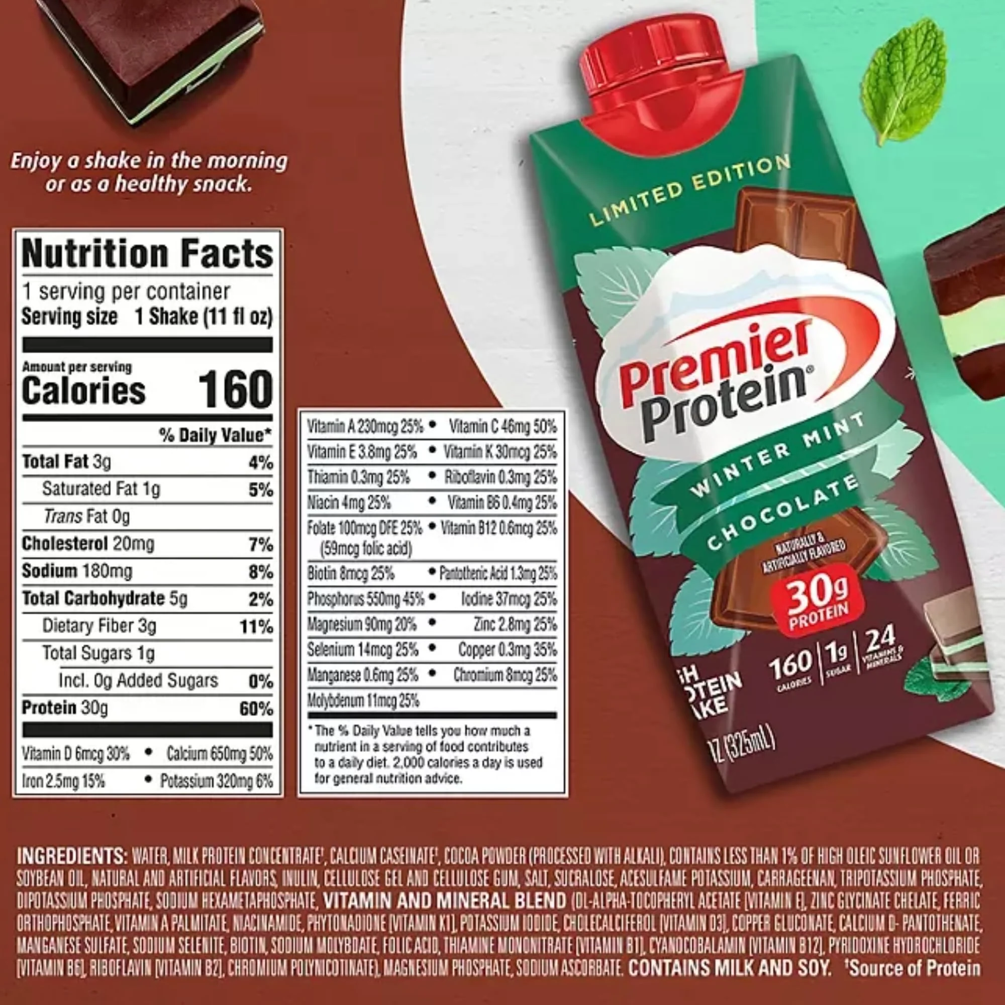 Premier Shakes with 30g High Protein Shake to Help Curb Your Hunger, Winter Mint Chocolate, It’s Keto, Bariatric Friendly and Kosher | 11 fl. oz., Pack of 7 | - Limited Edition - Image 4