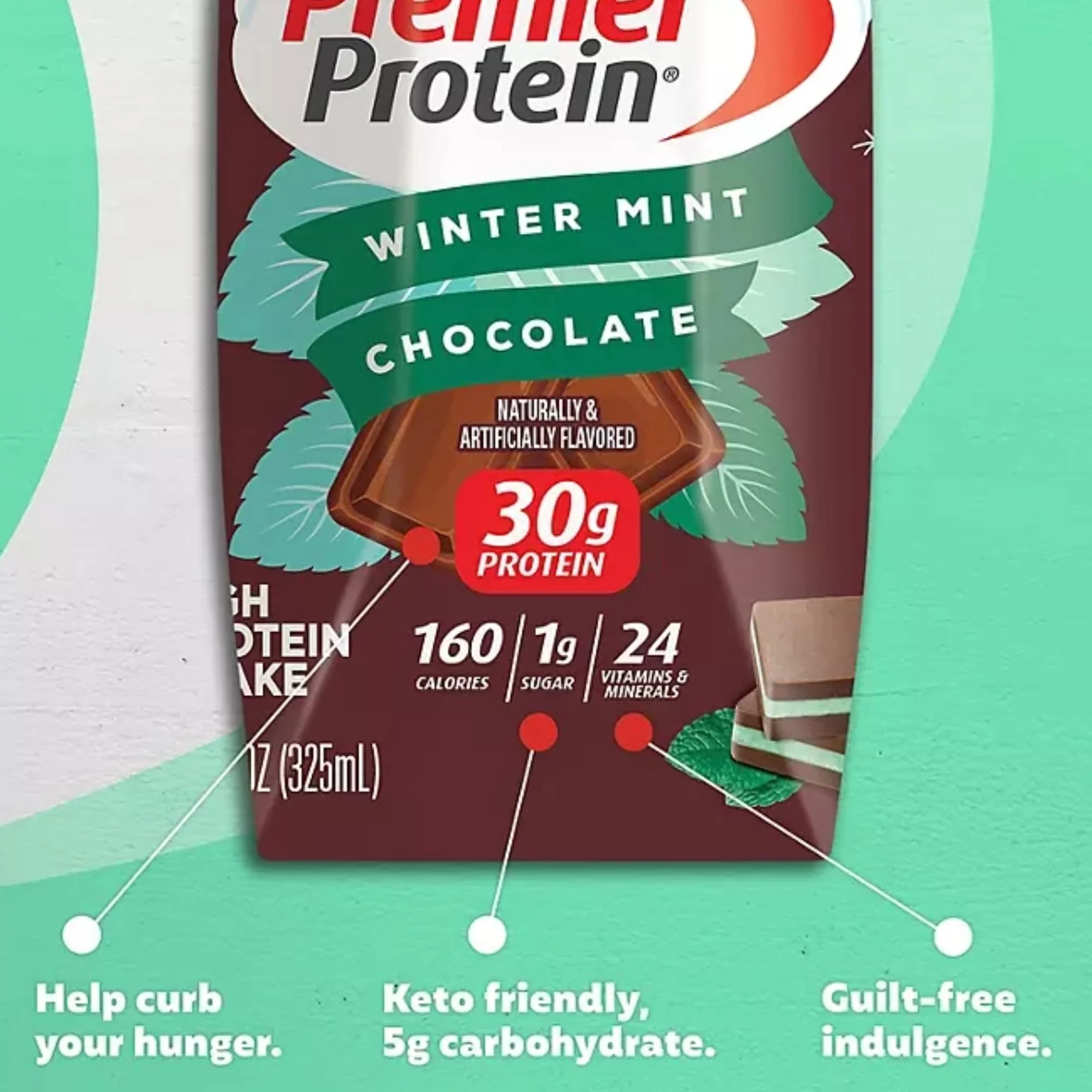 Premier Shakes with 30g High Protein Shake to Help Curb Your Hunger, Winter Mint Chocolate, It’s Keto, Bariatric Friendly and Kosher | 11 fl. oz., Pack of 7 | - Limited Edition - Image 5