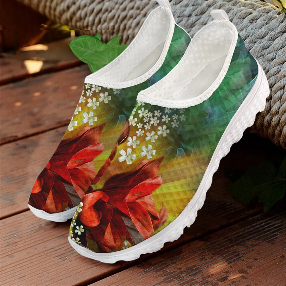 Pretty New 3D Art Floral Design Flat Casual Shoes for Women Lightweight Mesh Sneaker - Image 2