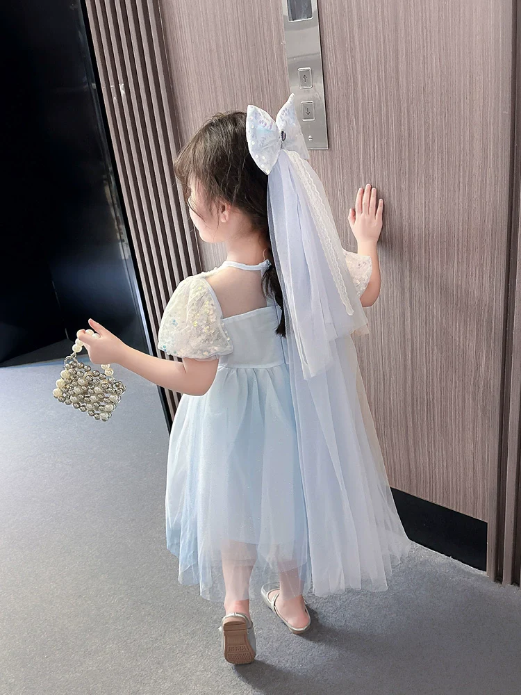 Princess Dress Summer Dress Western Style Kids Tulle Tutu Elsa - Image 4