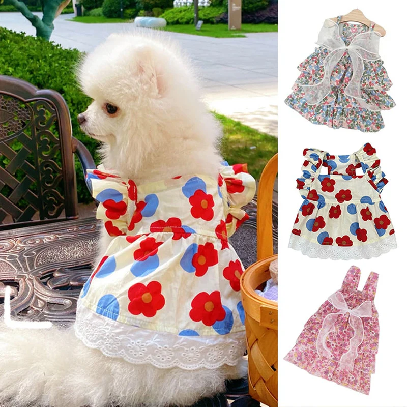 Princess Style Dog Dresses Pet Floral Skirt Cotton Suspender Pet Clothing Mesh Skirt Sweet Dog Clothes for Small Dogs Pet Items - Image 16
