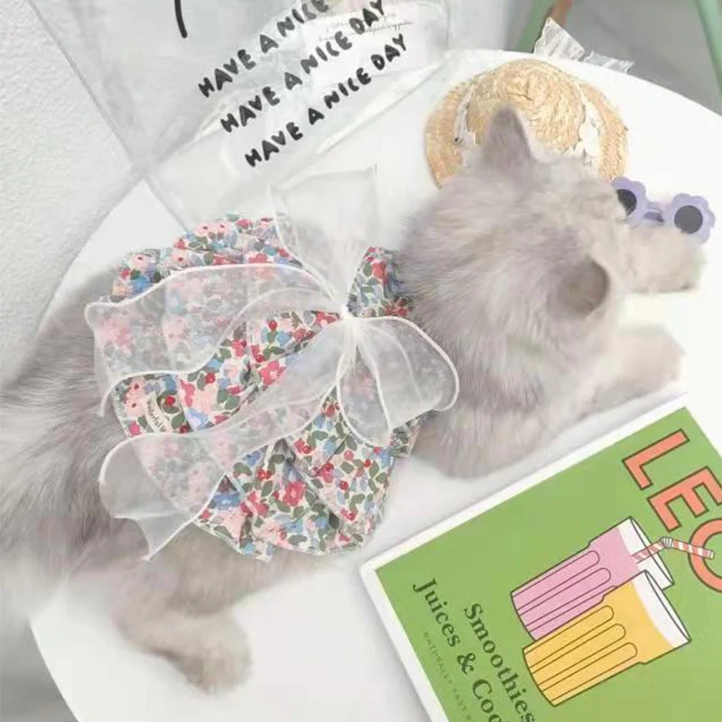 Princess Style Dog Dresses Pet Floral Skirt Cotton Suspender Pet Clothing Mesh Skirt Sweet Dog Clothes for Small Dogs Pet Items - Image 19