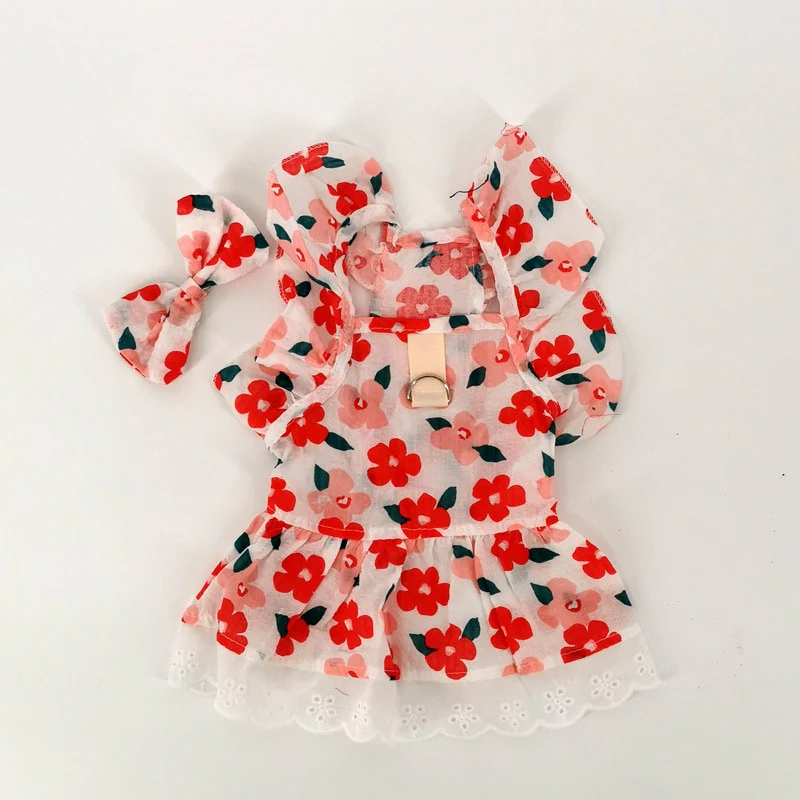 Princess Style Dog Dresses Pet Floral Skirt Cotton Suspender Pet Clothing Mesh Skirt Sweet Dog Clothes for Small Dogs Pet Items - Image 7
