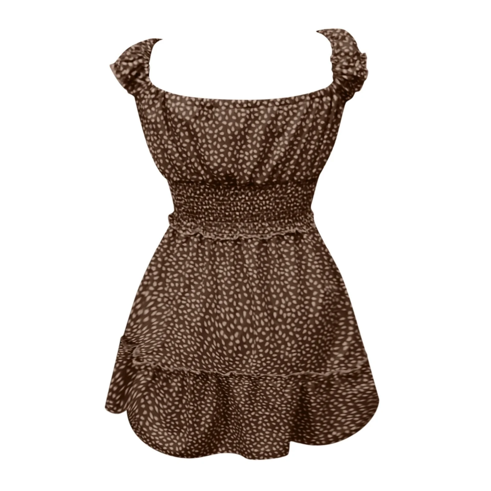 Print Dress Women's Sundress Neckline  Sexy slim fitting dress Women's Sleeve Mini Pleated Summer flounce Dress fashion party - Image 14