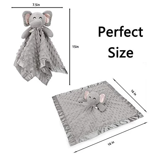 Pro Goleem Elephant Security Blanket, Soft Lovey Unisex Lovie Baby Gifts for Newborn Boys and Girls Snuggle Toy Stuffed Animal Grey 16 Inch - Image 3