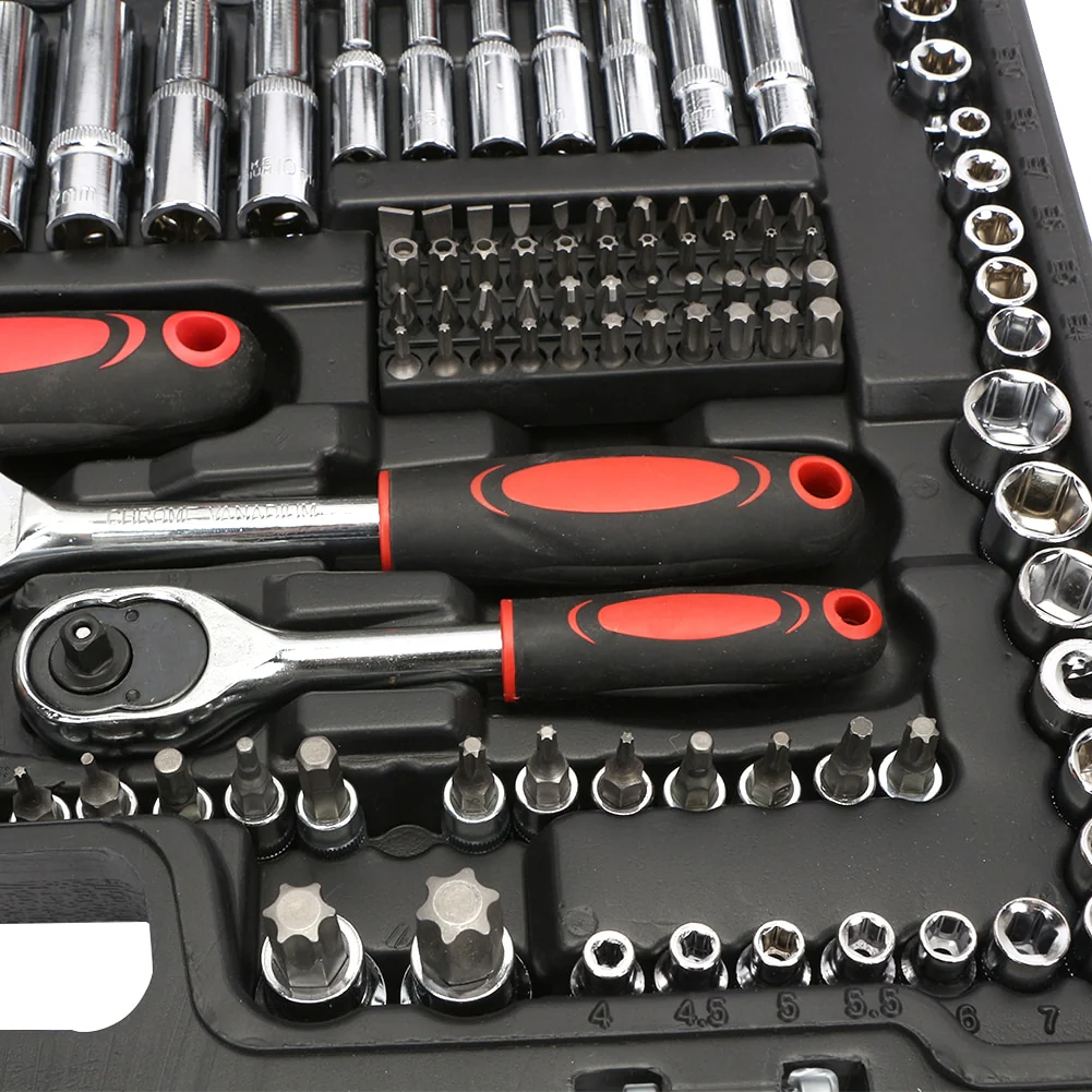 Professional 216PCS Socket Ratchet Spanner Screwdriver Socket Set Car Repair Tool Metalworking Toolbox Tool Kit - Image 4