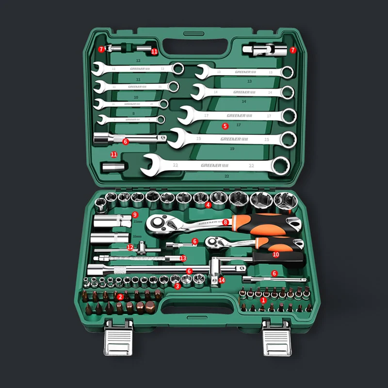 Professional Auto Repair Toolbox Kit Socket Wrench Ratchet Combination Complete Set of Multifunctional Tools and Accessories - Image 13