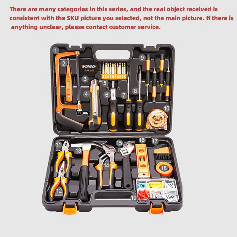 Professional Hand Tools Set Electrician Complete Car Maintenance Tool Box Kit Home Metal Carpentry Repairs Complete Toolbox - Image 12