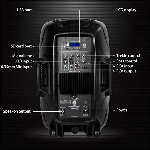 PRORECK 12 12-Inch 1000 Watts 2-Way Powered PA Speaker System Combo Set with Bluetooth/USB Drive Read Function/SD Card Reader/FM Radio/Remote Control/Speaker Stand - Image 6