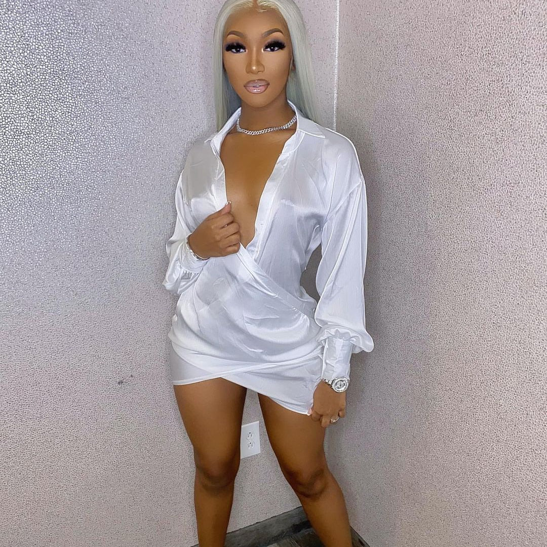 Prowow Sexy V-neck Women Dress Long Sleeve Solid Color Mini Dresses for Party Night Club 2022 New Spring Fall Female Outfits - Image 11
