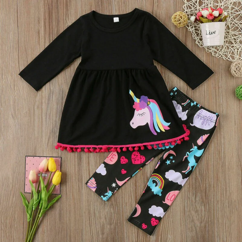 Pudcoco-Tenue 2 pièces pour petites filles de 2 à 7 ans, T-shirt à manches longues, robe + pantalon floral, vêtements, stock américain - Image 2