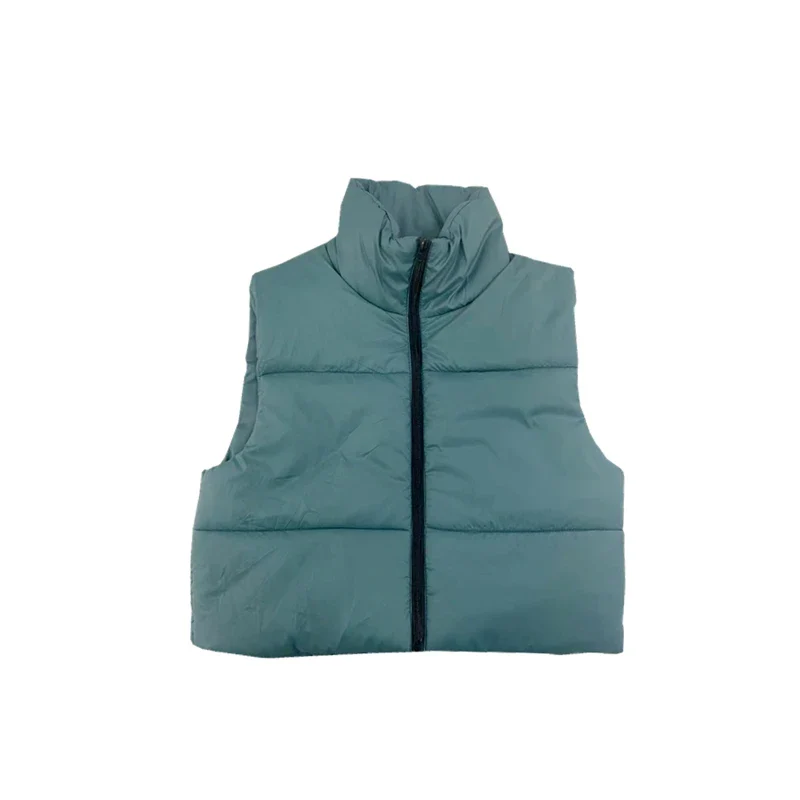 Puffy Vest Women Zip Up New Stand Collar Sleeveless Lightweight Padded Cropped Puffer Quilted Vest Winter Warm Coat Jacket - Image 8