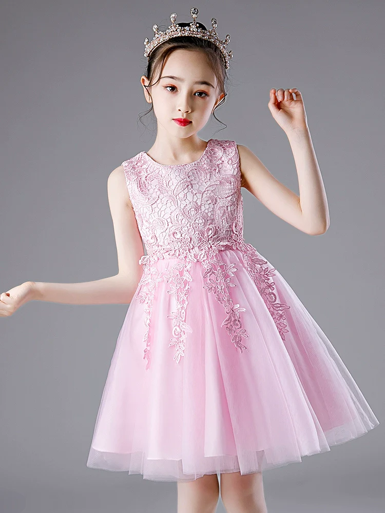 Puffy White Children's Fancy Summer Princess Dress - Image 4