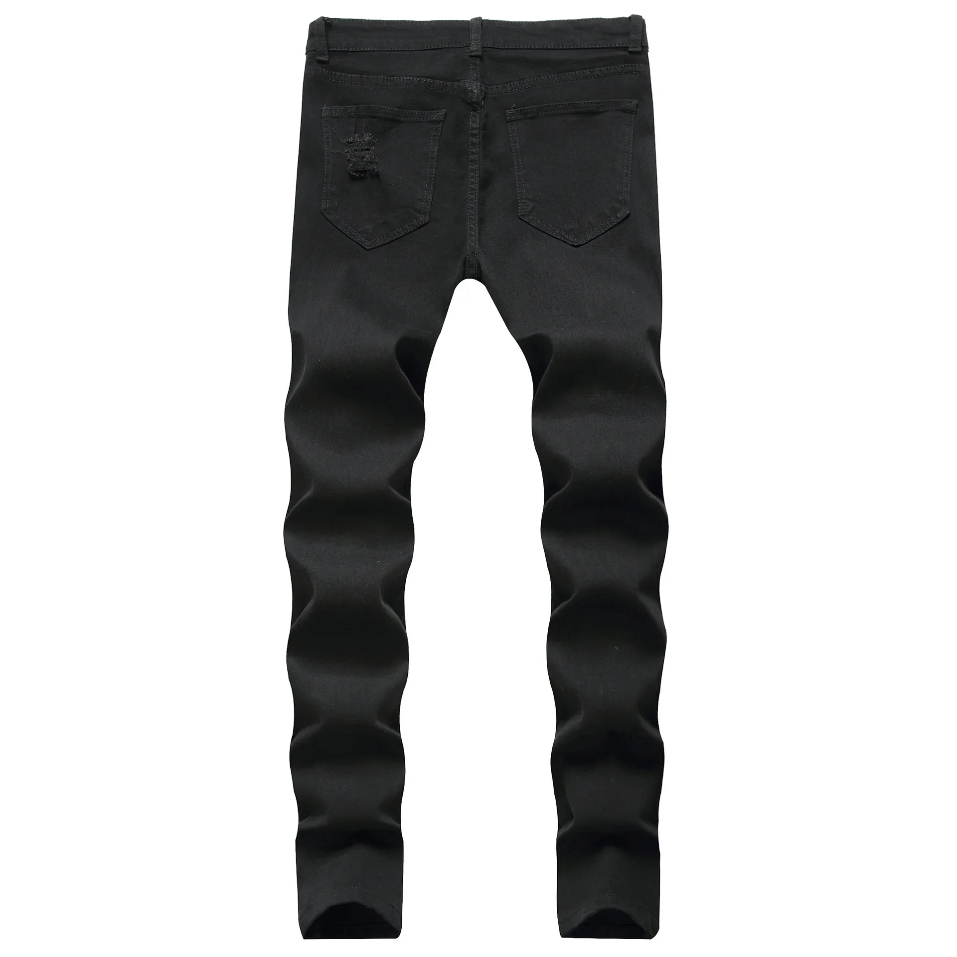 Punk Street Style Ripped Skinny Jeans Men Vintage Wash Solid Denim Trouser Mens Casual Slim Fit Pencil Denim Holes Pants 2024 - Image 30