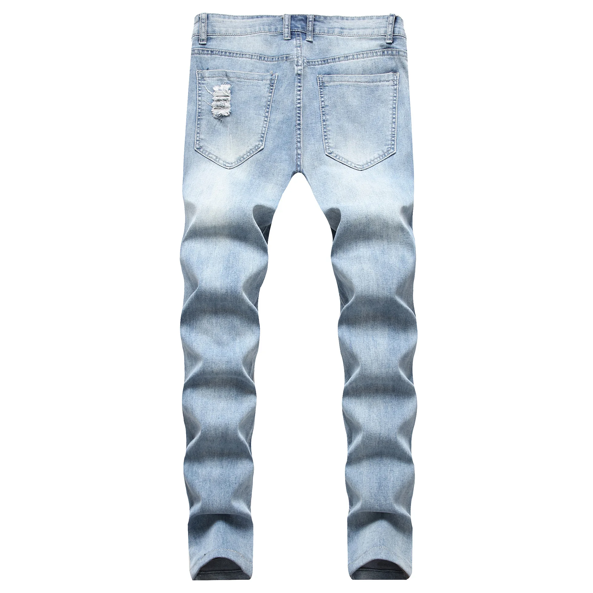 Punk Street Style Ripped Skinny Jeans Men Vintage Wash Solid Denim Trouser Mens Casual Slim Fit Pencil Denim Holes Pants 2024 - Image 39