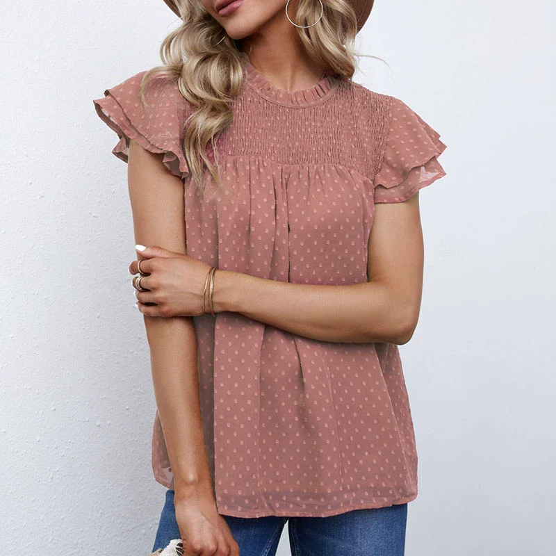 Pure Color Fashion Loose round Neck Pullover Top Short Sleeve - Image 10