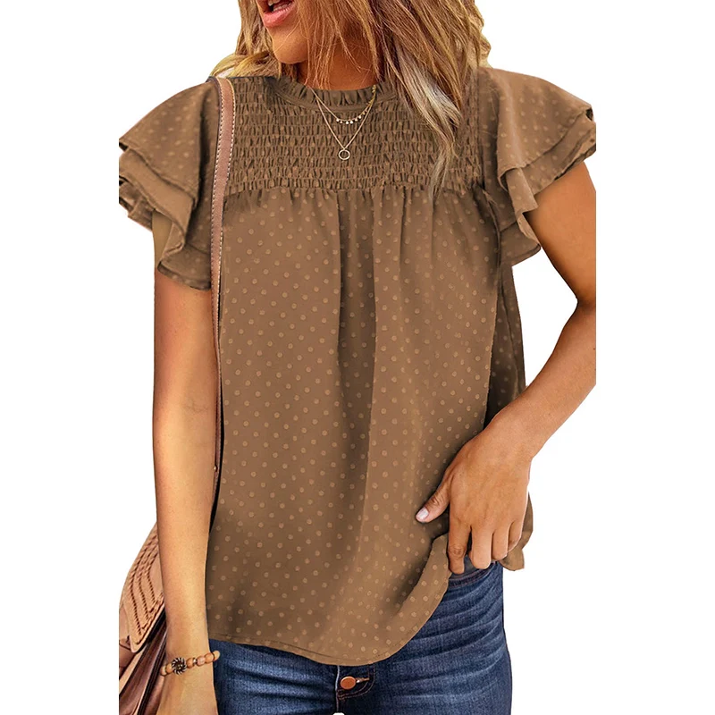 Pure Color Fashion Loose round Neck Pullover Top Short Sleeve - Image 13