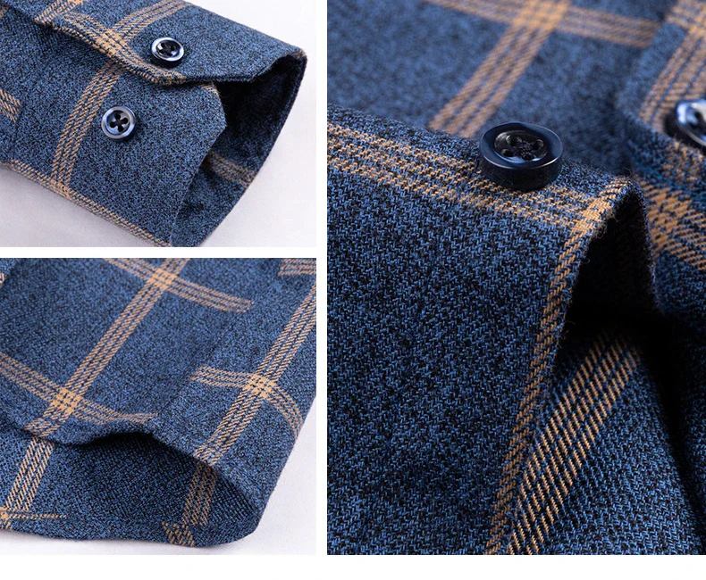 Pure Cotton Men's Plaid Shirt Long Sleeve Regular Fit Men Casual Oversized Shirt Leisure Autumn Male Blouse New Plus Size - Image 12