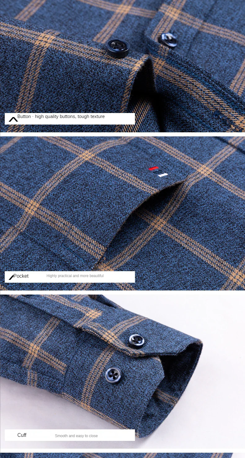 Pure Cotton Men's Plaid Shirt Long Sleeve Regular Fit Men Casual Oversized Shirt Leisure Autumn Male Blouse New Plus Size - Image 14