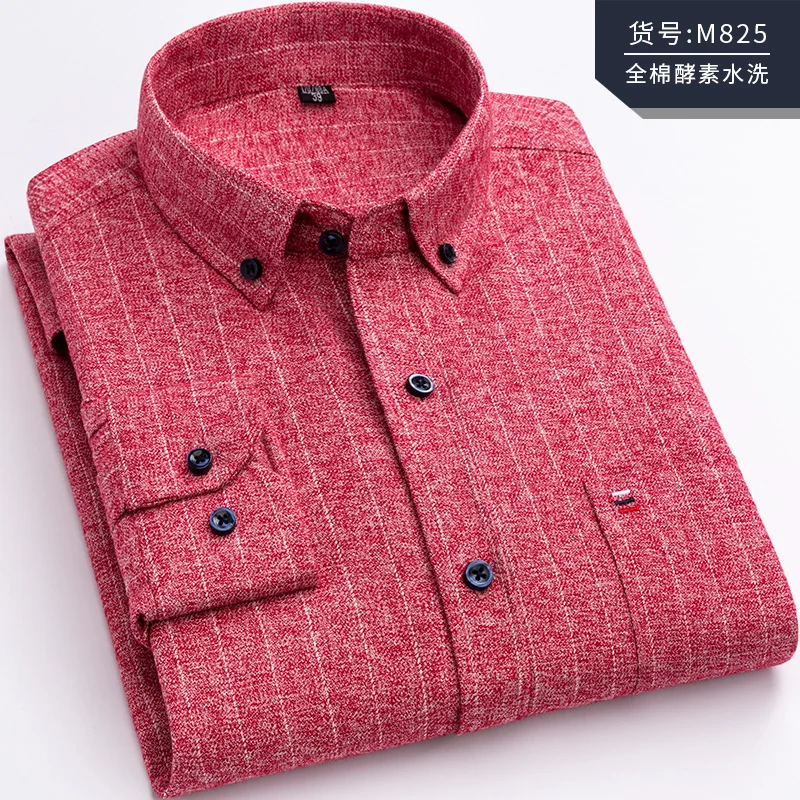 Pure Cotton Men's Plaid Shirt Long Sleeve Regular Fit Men Casual Oversized Shirt Leisure Autumn Male Blouse New Plus Size - Image 20