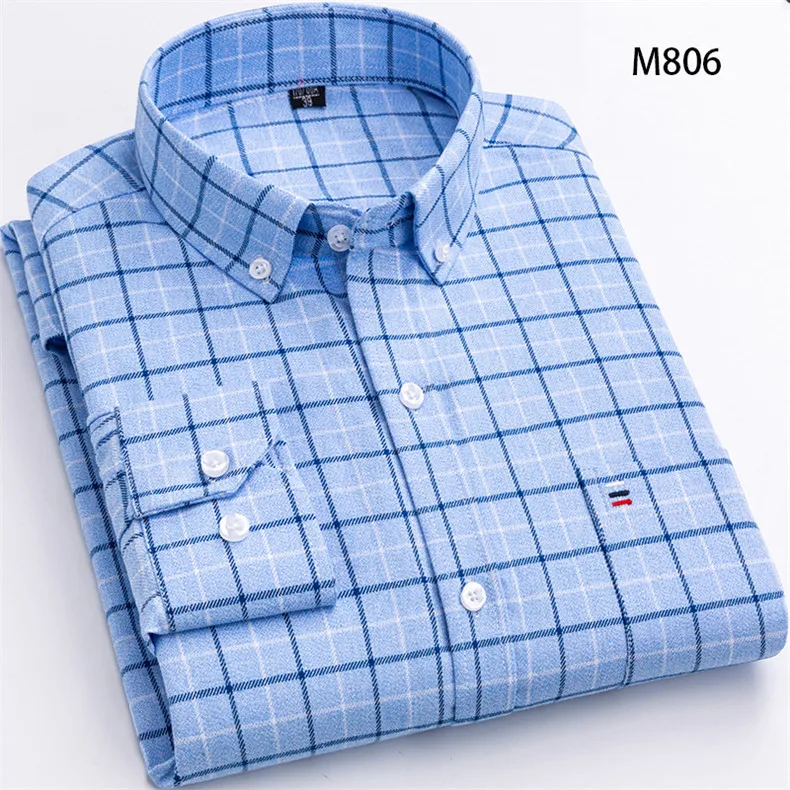 Pure Cotton Men's Plaid Shirt Long Sleeve Regular Fit Men Casual Oversized Shirt Leisure Autumn Male Blouse New Plus Size - Image 21