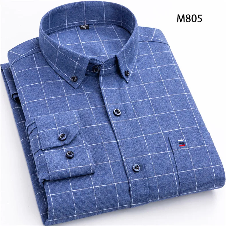 Pure Cotton Men's Plaid Shirt Long Sleeve Regular Fit Men Casual Oversized Shirt Leisure Autumn Male Blouse New Plus Size - Image 22