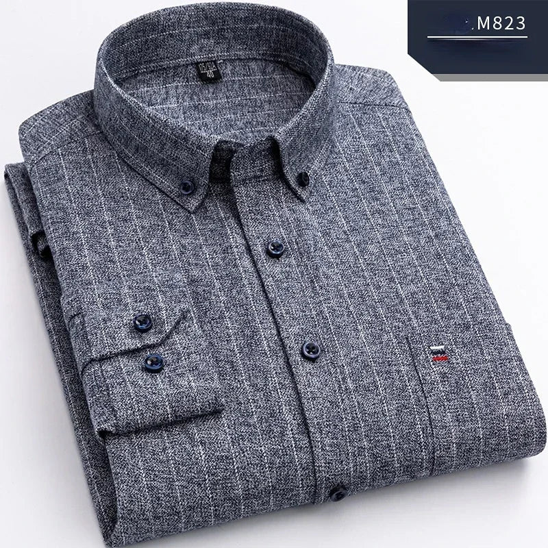 Pure Cotton Men's Plaid Shirt Long Sleeve Regular Fit Men Casual Oversized Shirt Leisure Autumn Male Blouse New Plus Size - Image 25