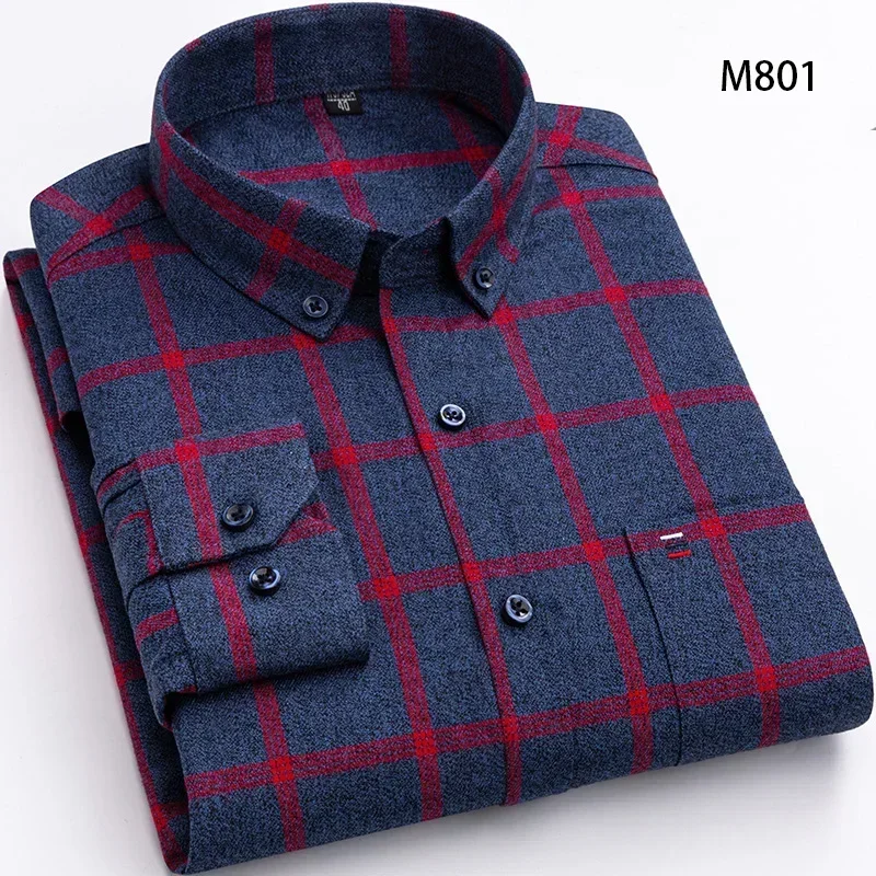 Pure Cotton Men's Plaid Shirt Long Sleeve Regular Fit Men Casual Oversized Shirt Leisure Autumn Male Blouse New Plus Size - Image 30