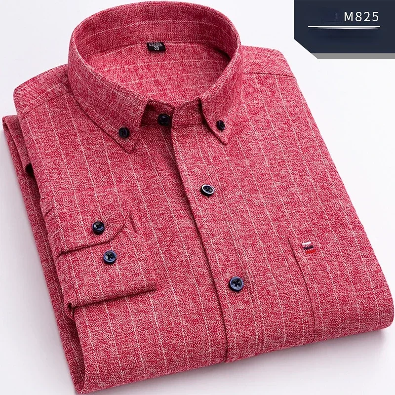 Pure Cotton Men's Plaid Shirt Long Sleeve Regular Fit Men Casual Oversized Shirt Leisure Autumn Male Blouse New Plus Size - Image 34