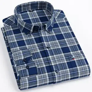 Pure Cotton Men's Plaid Shirt Long Sleeve Regular Fit Men Casual Oversized Shirt Leisure Autumn Male Blouse New Plus Size - Image 42