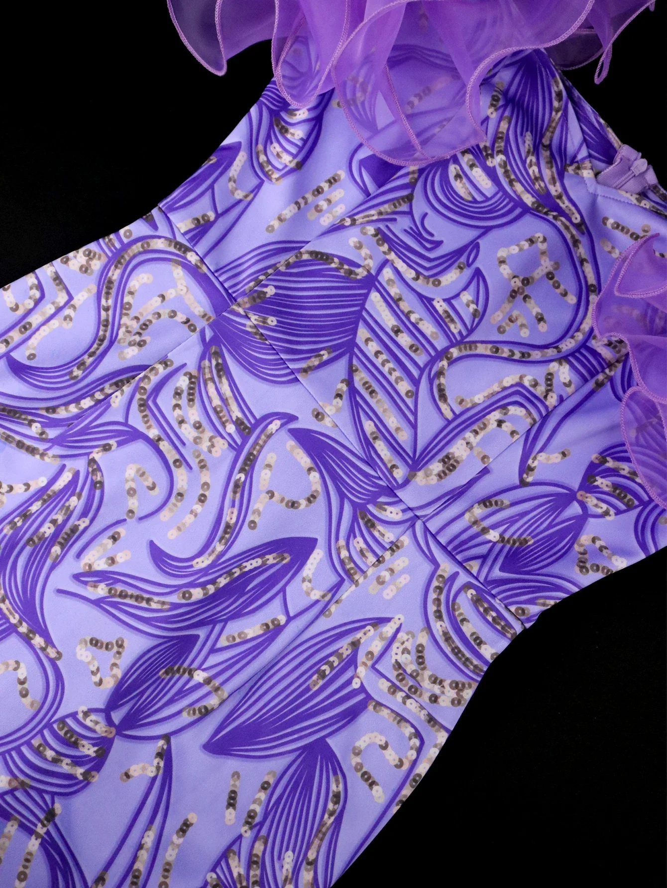 Purple Print Midi Dresses for Women Flower Short Sleeve Floral African Gowns Bodycon Evening Cocktail Event Party Outfits 4XL - Image 5