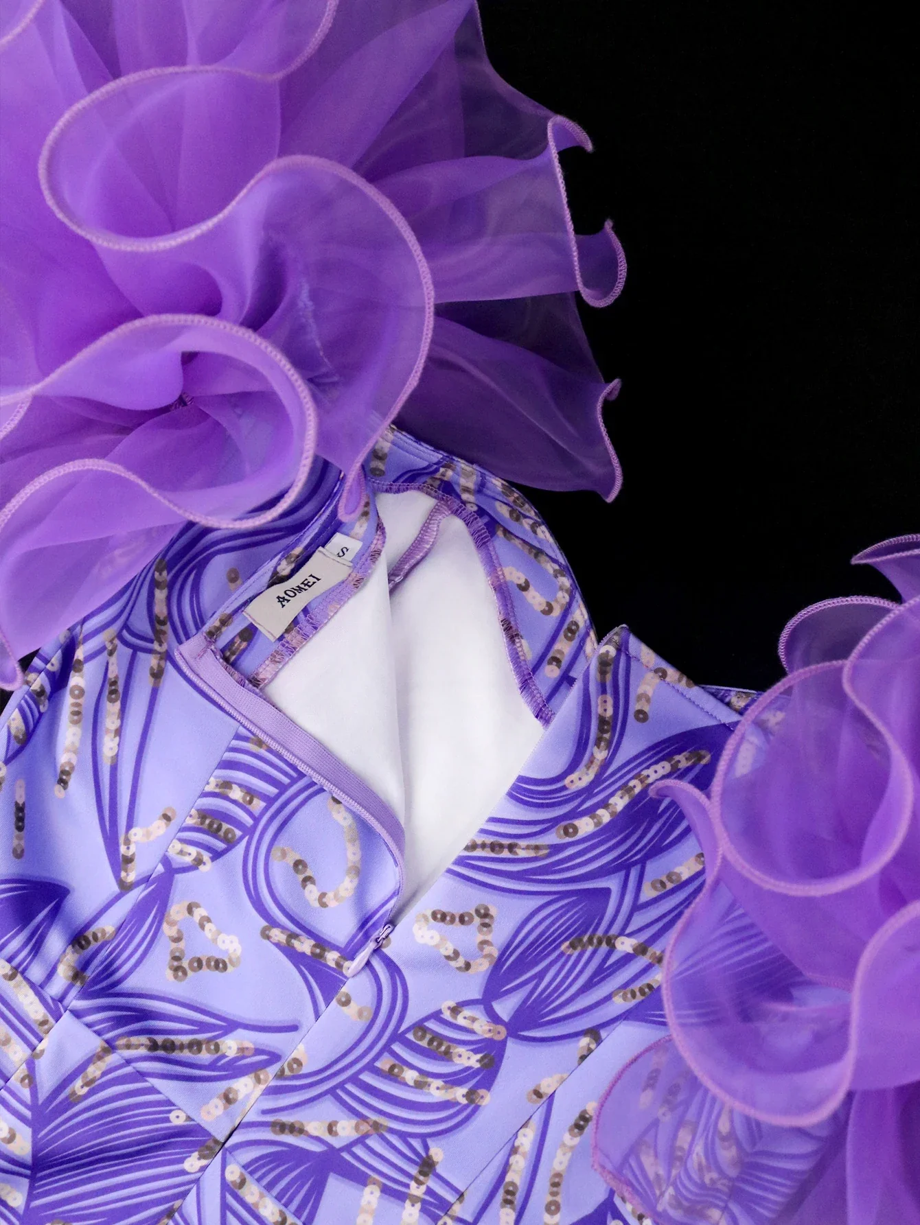 Purple Print Midi Dresses for Women Flower Short Sleeve Floral African Gowns Bodycon Evening Cocktail Event Party Outfits 4XL - Image 6