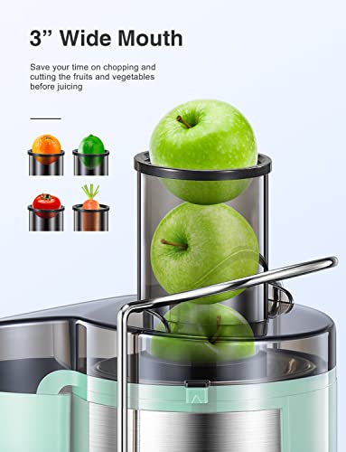 Qcen Juicer Machine, 500W Centrifugal Juicer Extractor with Wide Mouth 3” Feed Chute for Fruit Vegetable, Easy to Clean, Stainless Steel, BPA-free (Aqua) - Image 7