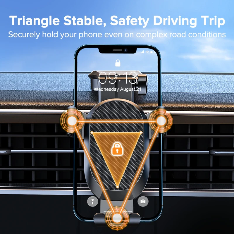 QOOVI Car Phone Holder Cell Phone Stand Smartphone Mount Gravity No Magnetic Support For iPhone 14 13 12 X Xiaomi Samsung Huawei - Image 4